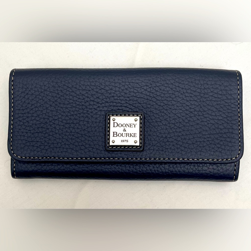 Dooney & Bourke Pebble Leather Accordion Wallet in Midnight Blue NWT